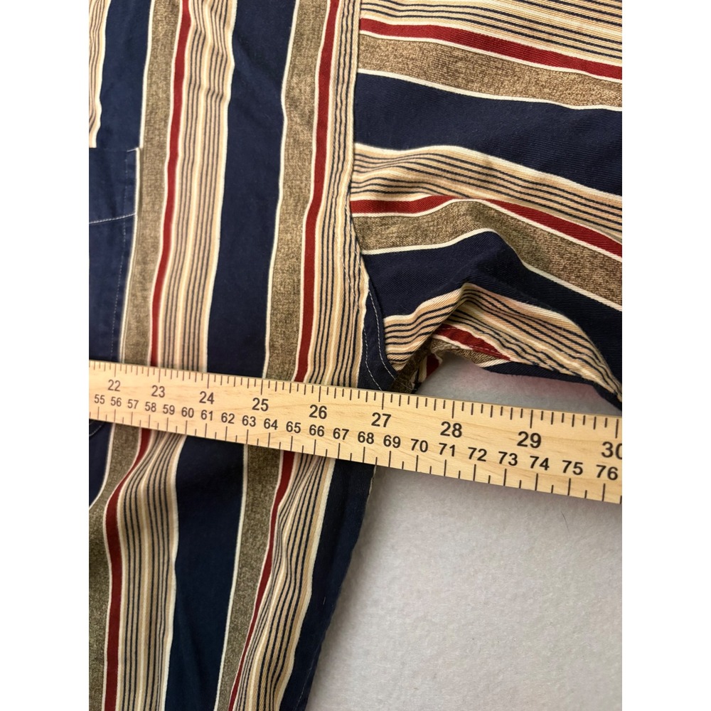 Chaps Ralph Lauren Mens XL Long Sleeve Striped Button Down Shirt Navy Tan Red - Picture 3 of 10